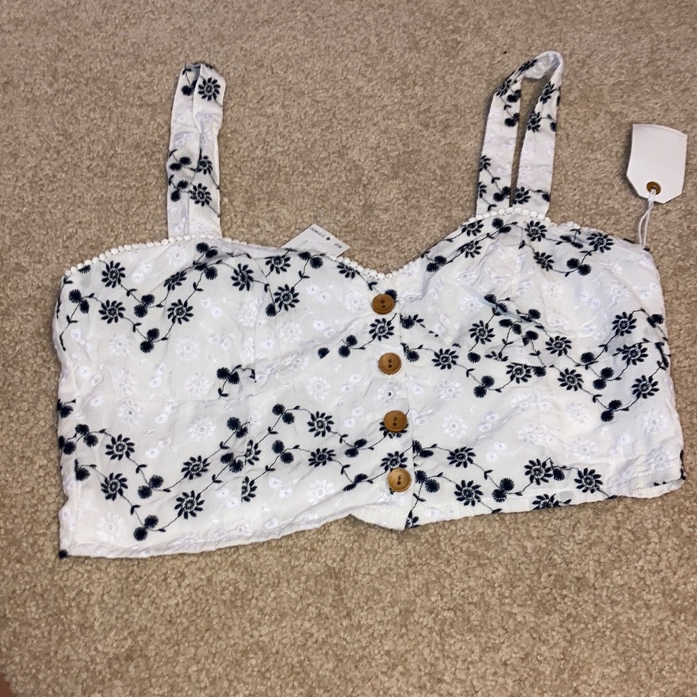 White floral crop top